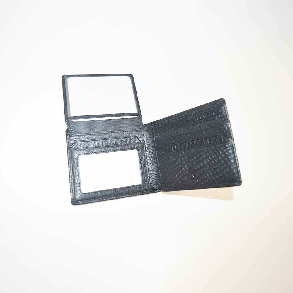 修身简约黑色男式女式钱包皮革双折前袋信用卡夹含礼品盒
