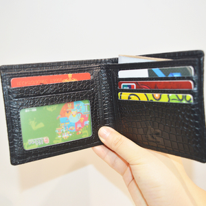 黑色鳄鱼皮手拿包钱包超薄简约双折钱包带 4 个卡位现金袋