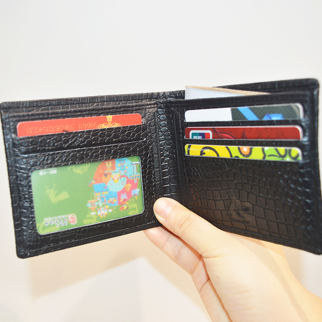 黑色鳄鱼皮手拿包钱包超薄简约双折钱包带 4 个卡位现金袋