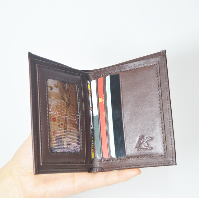 男士超薄钱包简约双折设计棕色皮革钱包礼盒装