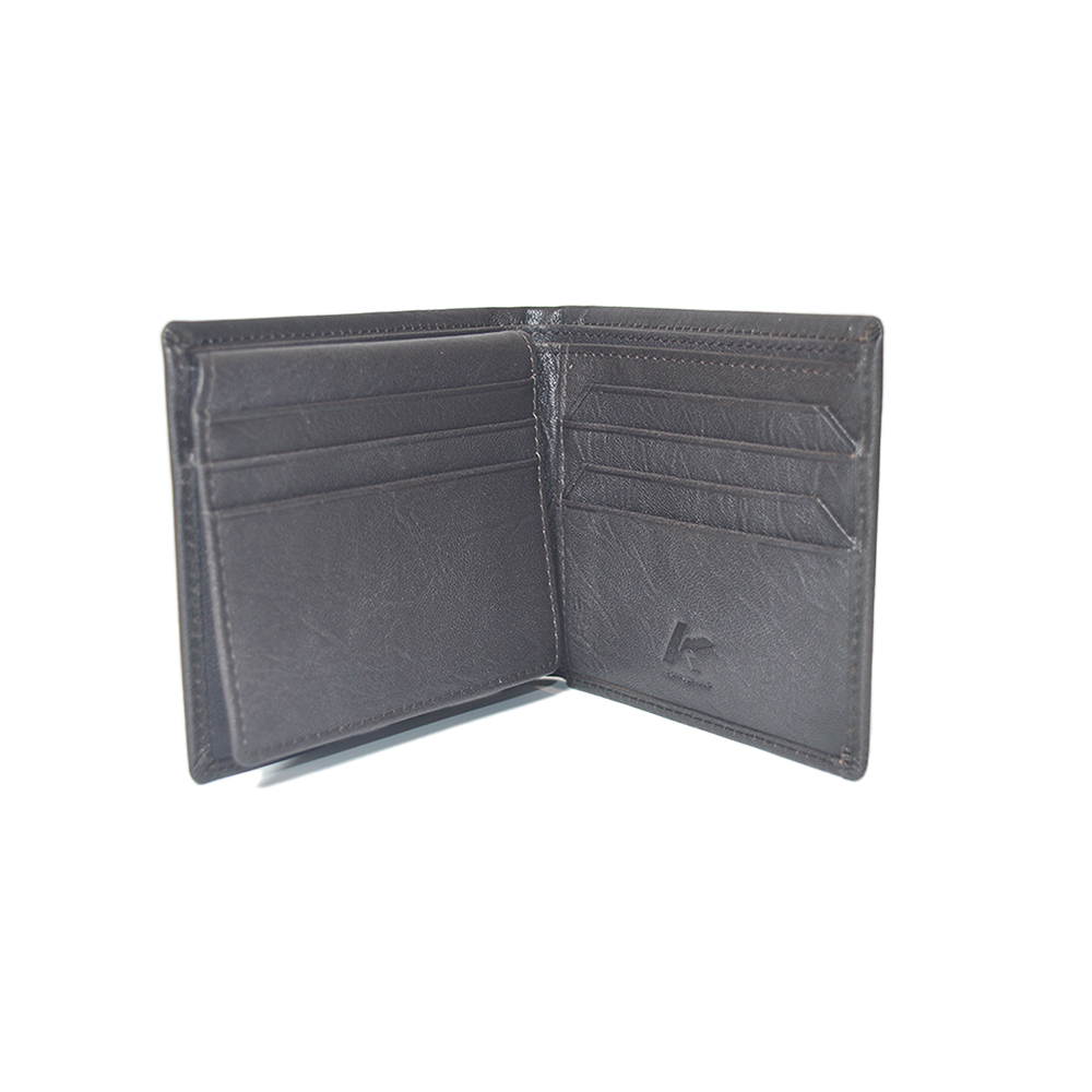 棕色皮革钱包超薄简约双折钱包男式女式翻盖证件窗信用卡夹含礼品盒