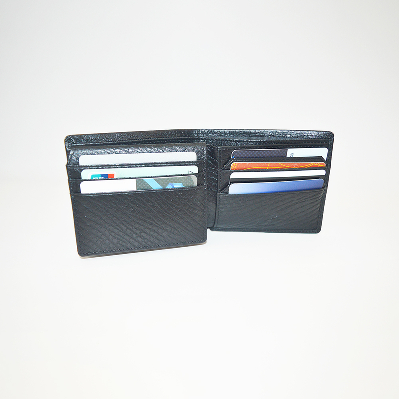 修身简约黑色男式女式钱包皮革双折前袋信用卡夹含礼品盒