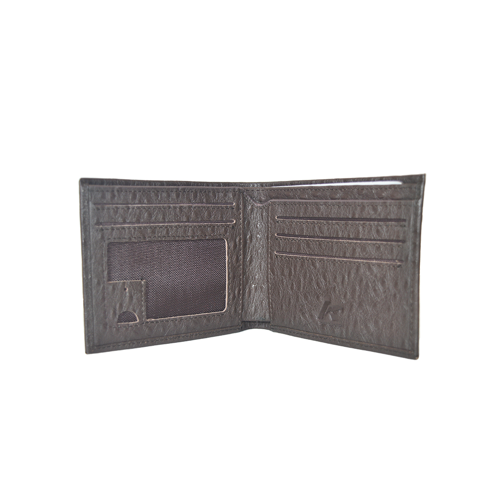 棕色鸵鸟皮钱包薄款简约双折设计小钱包钱包