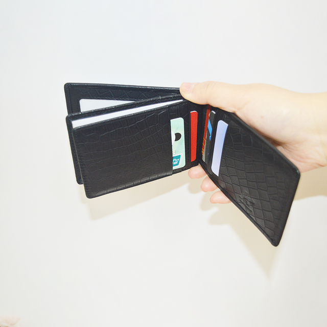 黑色鳄鱼皮手拿包双折钱包信用卡夹女式男式